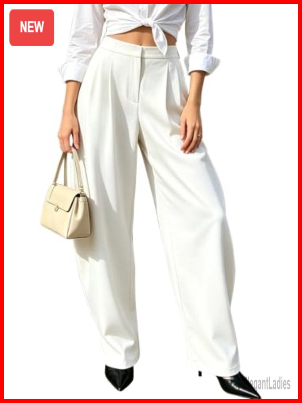 Inroserm Women Pleated Wide Leg Dress Pants High Rise Work Slacks